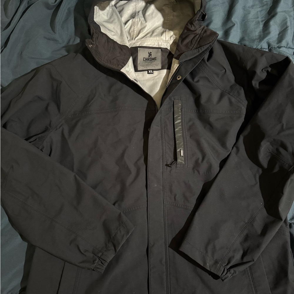 Chrome Industries Black Weather-Resistant Raincoat with Hood